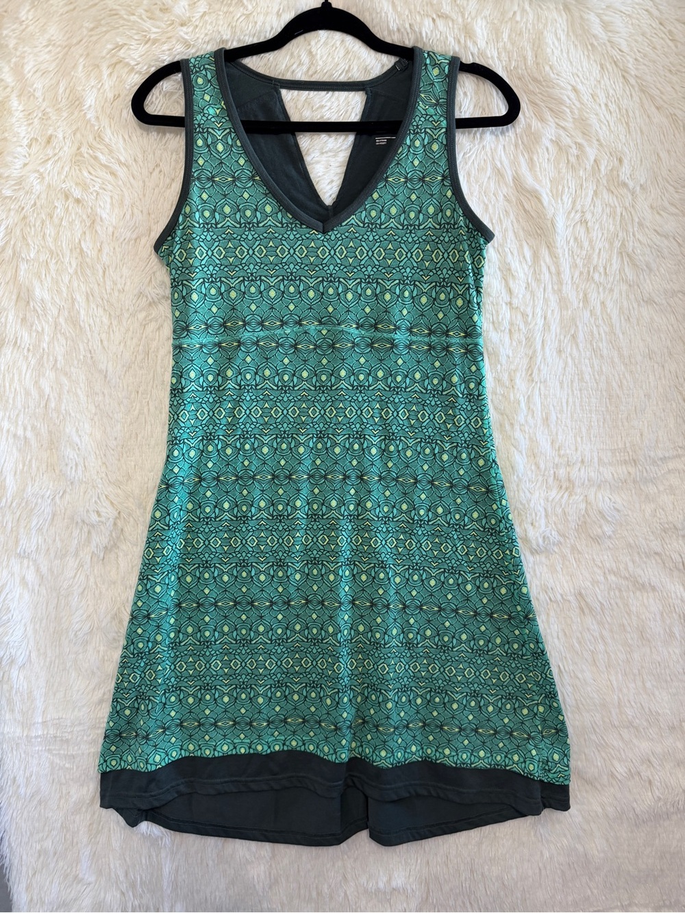 Marmot Womens Boho Geometric Larissa Dress Size M Green Layered Hiking Gorpcore